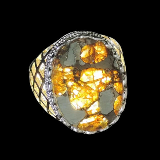 Brenham Meteorite Ring,Nature Meteorite Material Olive Meteorite Ring Jewelry 925 silver. The ring is suitable for various j1.1
