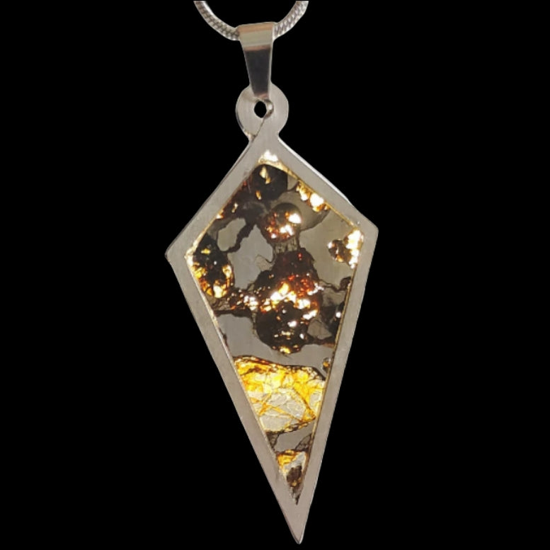 Brenham pallasite Meteorite Pendant necklace, Olive Meteorite Specimen Collect - TB172