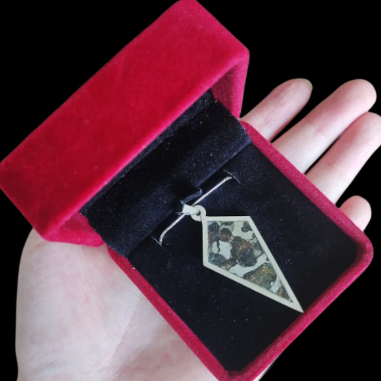 Brenham pallasite Meteorite Pendant necklace, Olive Meteorite Specimen Collect - TB172